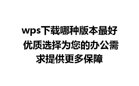 wps下载哪种版本最好 优质选择为您的办公需求提供更多保障