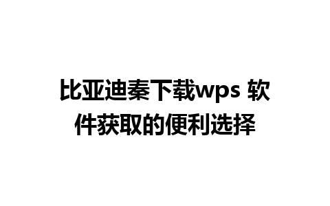 比亚迪秦下载wps 软件获取的便利选择