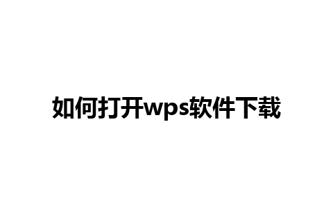 如何打开wps软件下载 