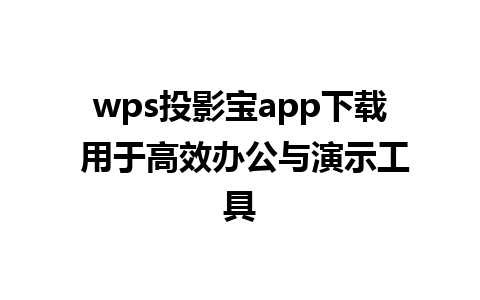 wps投影宝app下载 用于高效办公与演示工具