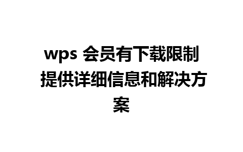 wps 会员有下载限制 提供详细信息和解决方案