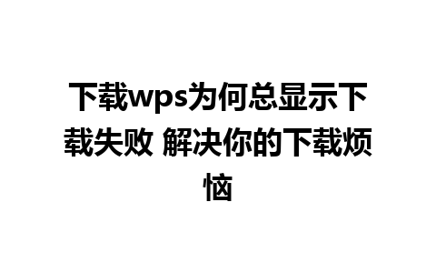 下载wps为何总显示下载失败 解决你的下载烦恼