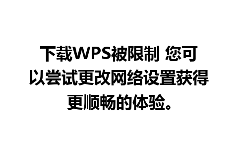 下载WPS被限制 您可以尝试更改网络设置获得更顺畅的体验。