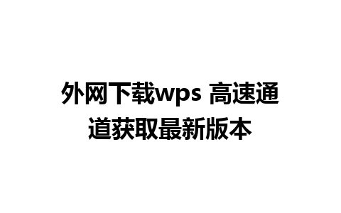 外网下载wps 高速通道获取最新版本