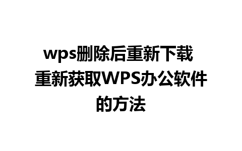 wps删除后重新下载 重新获取WPS办公软件的方法