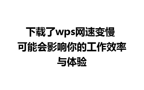 下载了wps网速变慢 可能会影响你的工作效率与体验