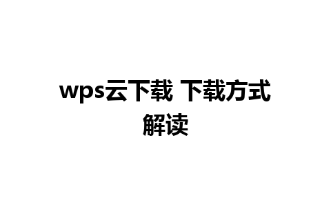 wps云下载 下载方式解读