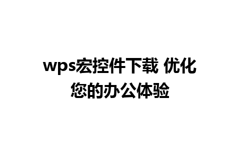 wps宏控件下载 优化您的办公体验