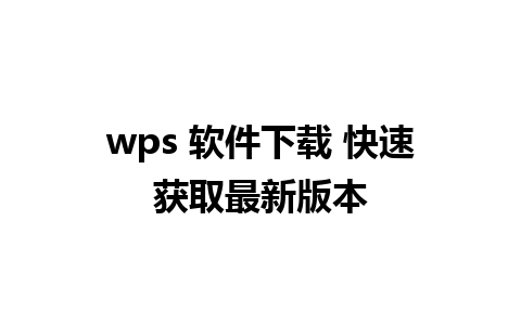 wps 软件下载 快速获取最新版本