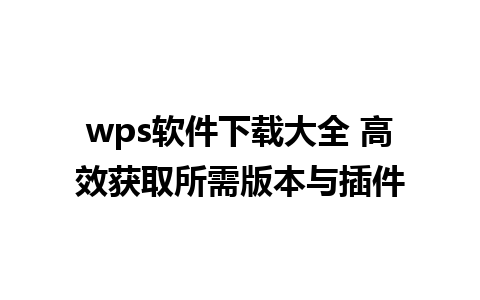 wps软件下载大全 高效获取所需版本与插件