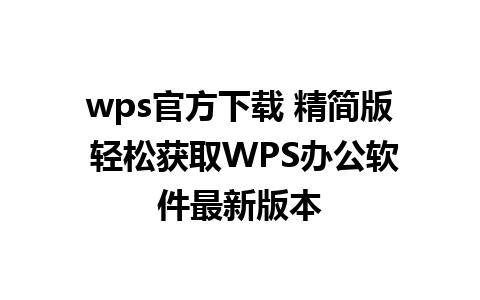 wps官方下载 精简版 轻松获取WPS办公软件最新版本