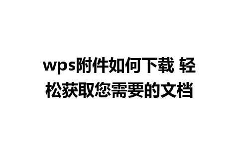 wps附件如何下载 轻松获取您需要的文档