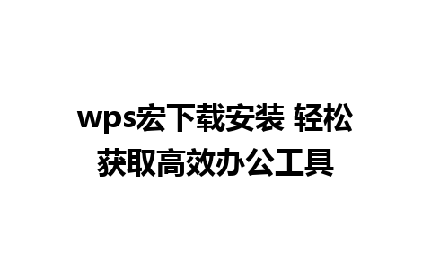 wps宏下载安装 轻松获取高效办公工具