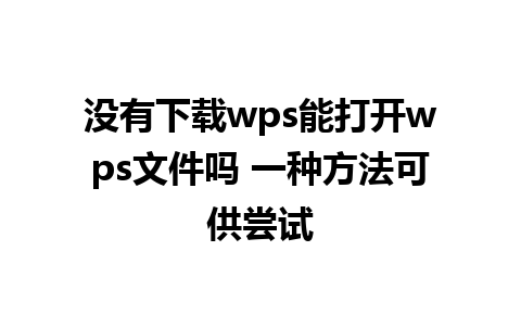 没有下载wps能打开wps文件吗 一种方法可供尝试