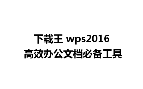 下载王 wps2016 高效办公文档必备工具