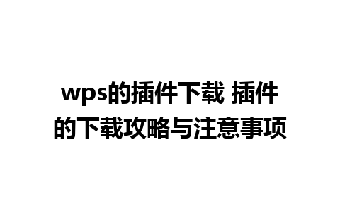 wps的插件下载 插件的下载攻略与注意事项