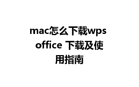 mac怎么下载wps office 下载及使用指南