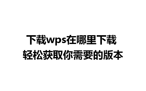 下载wps在哪里下载 轻松获取你需要的版本