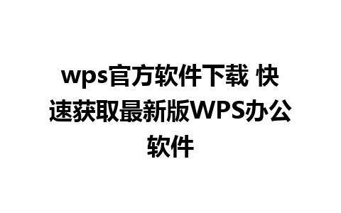 wps官方软件下载 快速获取最新版WPS办公软件