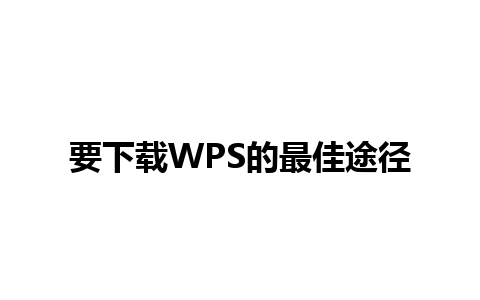 要下载WPS的最佳途径  
