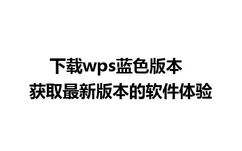 下载wps蓝色版本  获取最新版本的软件体验