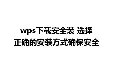 wps下载安全装 选择正确的安装方式确保安全