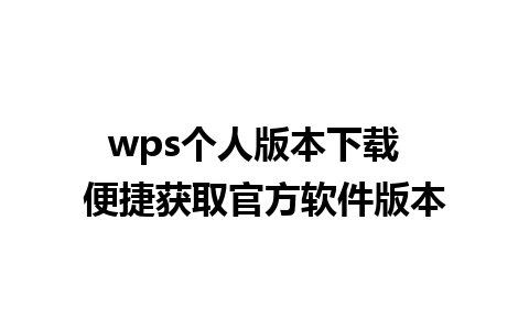 wps个人版本下载  便捷获取官方软件版本