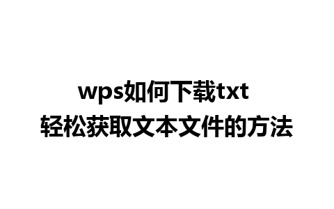 wps如何下载txt 轻松获取文本文件的方法