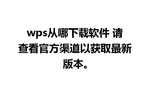 wps从哪下载软件 请查看官方渠道以获取最新版本。