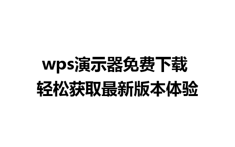 wps演示器免费下载 轻松获取最新版本体验