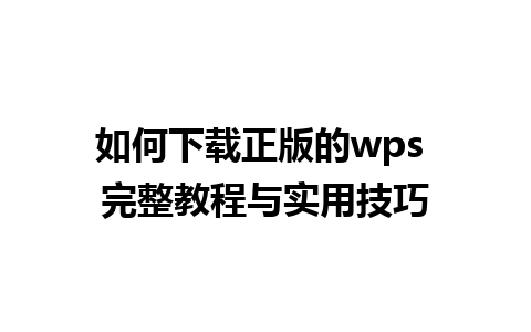 如何下载正版的wps 完整教程与实用技巧