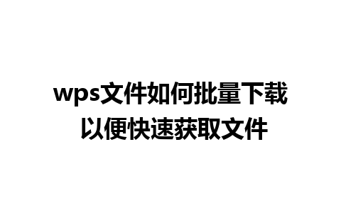 wps文件如何批量下载 以便快速获取文件