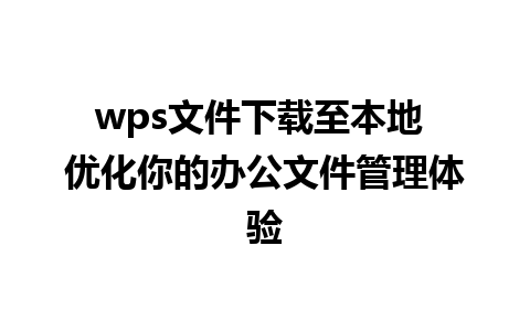 wps文件下载至本地 优化你的办公文件管理体验