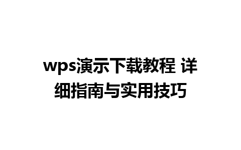 wps演示下载教程 详细指南与实用技巧