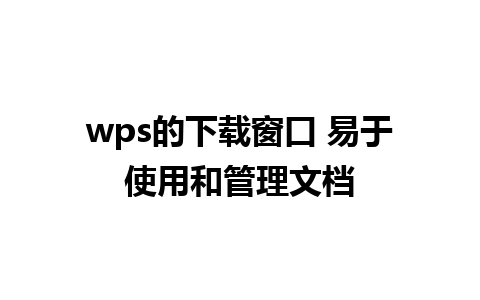 wps的下载窗口 易于使用和管理文档