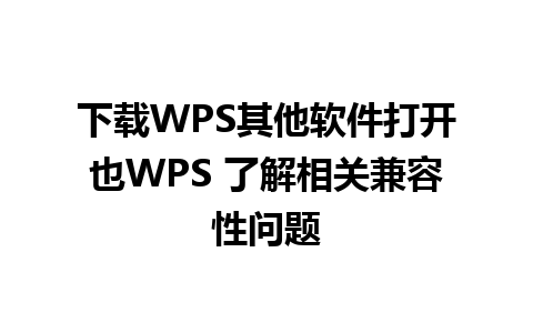 下载WPS其他软件打开也WPS 了解相关兼容性问题