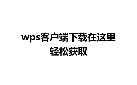 wps客户端下载在这里轻松获取