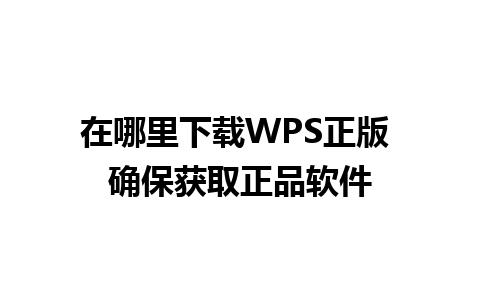 在哪里下载WPS正版 确保获取正品软件