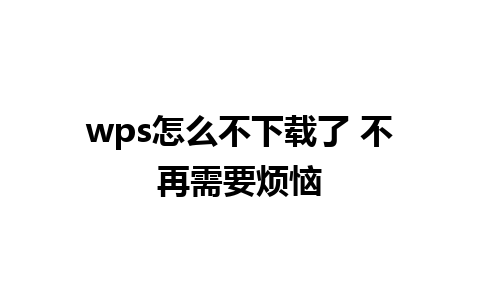 wps怎么不下载了 不再需要烦恼