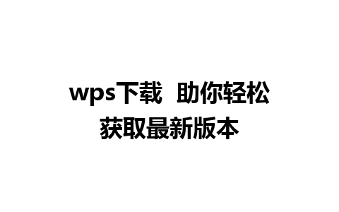 wps下载  助你轻松获取最新版本