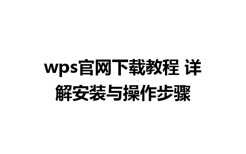 wps官网下载教程 详解安装与操作步骤