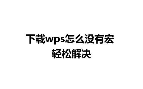 下载wps怎么没有宏 轻松解决