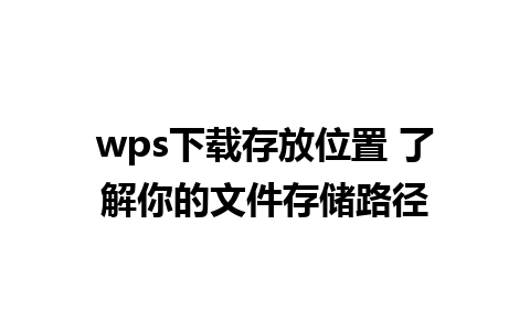 wps下载存放位置 了解你的文件存储路径 