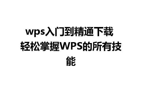 wps入门到精通下载 轻松掌握WPS的所有技能