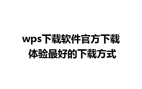 wps下载软件官方下载 体验最好的下载方式