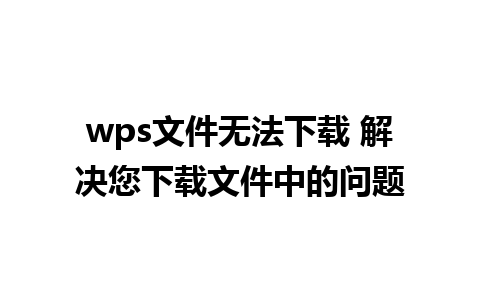 wps文件无法下载 解决您下载文件中的问题