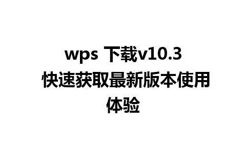 wps 下载v10.3 快速获取最新版本使用体验