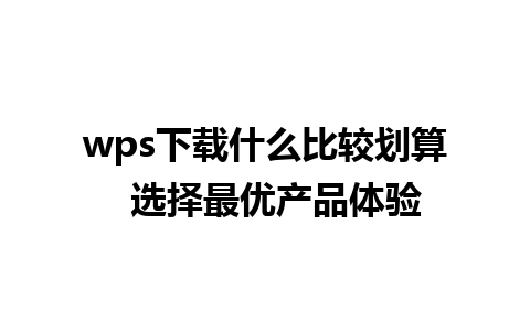 wps下载什么比较划算  选择最优产品体验