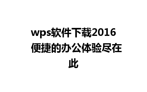 wps软件下载2016  便捷的办公体验尽在此  
