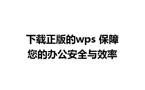 下载正版的wps 保障您的办公安全与效率